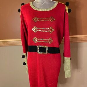 Hooked Up by IOT Red and Gold Knit Dress